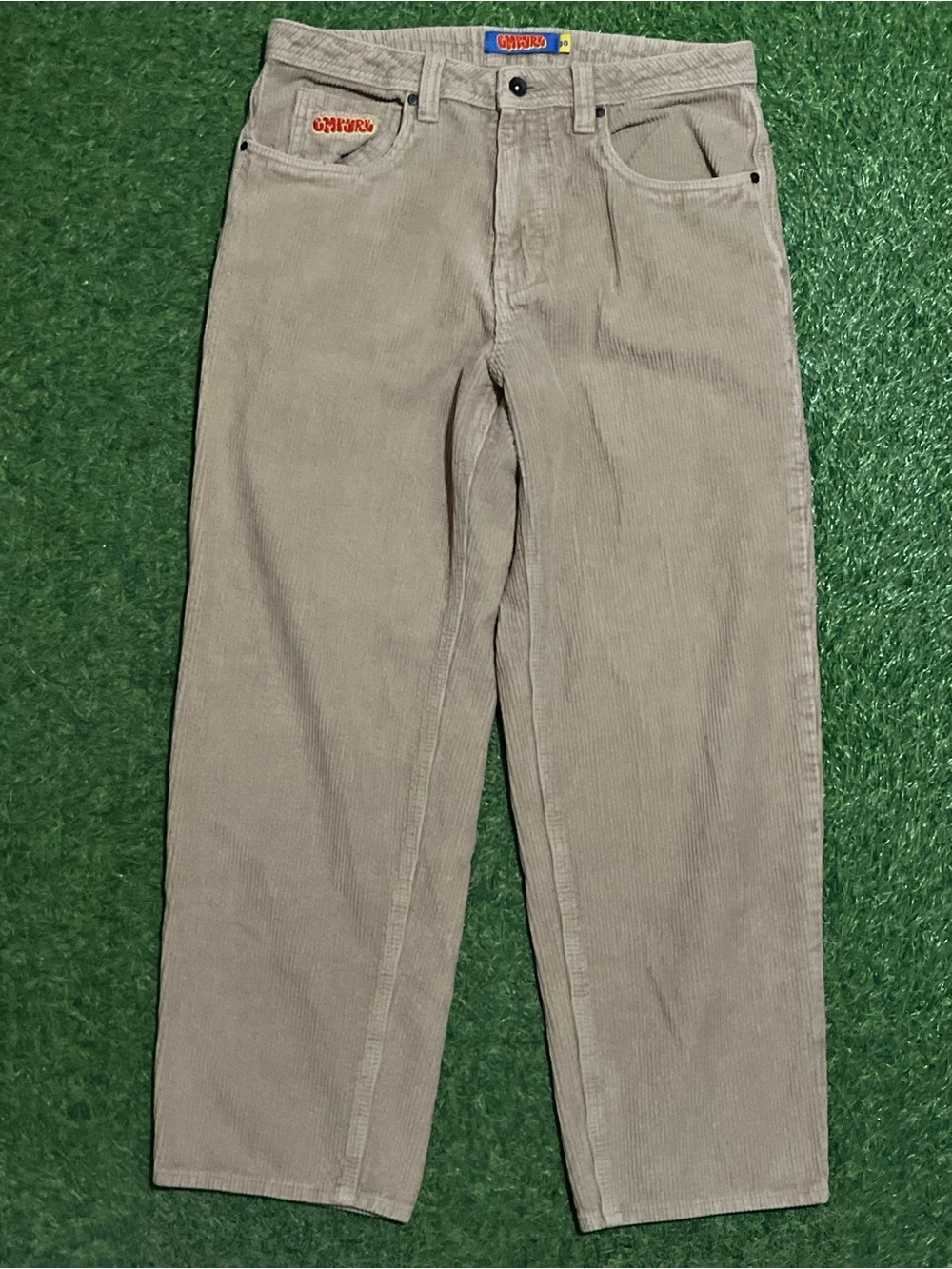 Empyre Relax Loose Fit SK8 Khaki Beige Corduroy Pants Mens Sz 30 Grunge Y2K